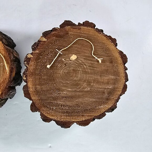 Handcrafted Wood Walnut Owl Wall Art Rustic Decor Set of 2 Nature Folk Art - Picture 6 of 10